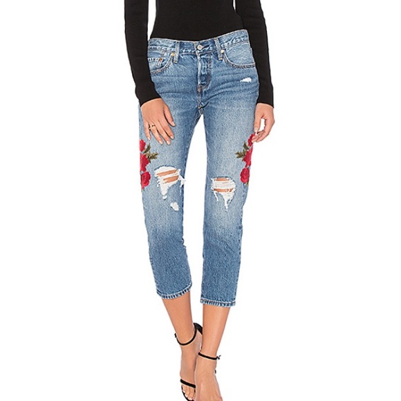Levi's Denim - 👖🌹LEVI’S 501 TAPER EMBROIDERED ROSE JEANS